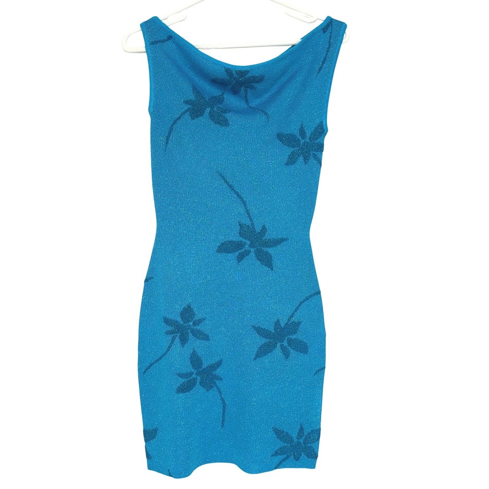 NWT White Fox Forever Dreaming Mini Bodycon Dress Blue Floral XXS - Picture 4 of 15